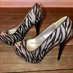 Glittery Zebra Heels